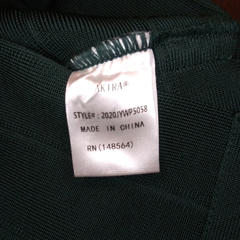 AKIRA Sexy Body-Con Dark Green Halter Necked, Off Shoulder Bandage Dress - Picture 12 of 14